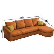 Shrank Round Lounger L Shape 6 Seater Sofa Set for Living Room (Orange) Fabric Sofa | RHS