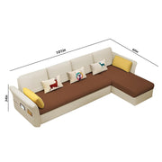 Ventos RHS 6 Seater L Shape Sofa Set for Living Room (Cream Brown) Premium Velvet Fabric