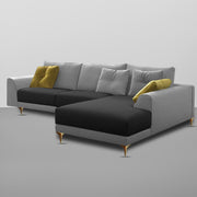 Viva RHS 6 Seater L Shape Sofa Set for Living Room (Black Grey) Premium Fabric Sofa