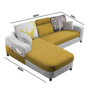Amanda LHS 4 Seater L Shape,Sofa Set for Living Room (Yellow Grey Fabric)