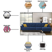 Antonio LHS 6 Seater L Shape Sofa Set for Living Room (Blue Premium Fabric)