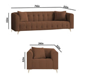 Eren 3+1+1 Seater Sofa Set for Living Room (Brown Colour Fabric) Premium Fabric Sofa Set for Living Room