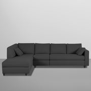 Dorian LHS 6 Seater L Shape Sofa Set for Living Room (Black Fabric) Premium Fabric Sofa