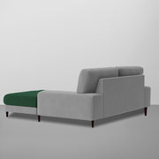 Latieo RHS 2 Seater Lounger L Shape Sofa Set for Living Room (Green Grey) Premium Fabric Sofa