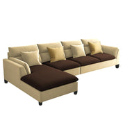 Delton LHS 6 Seater L Shape Sofa Set for Living Room (Cream Brown) Premium Fabric