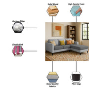 Grayon 3 Seater L Shape Convertible Sofa Set for Living Room, 3 Seater & Ottoman Modular Sectional Couch for Small Space (Grey Dark Grey Colour) Fabric