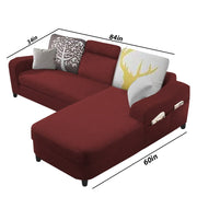 Amanda RHS 4 Seater L Shape,Sofa Set for Living Room (Maroon Fabric)