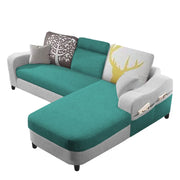 Amanda RHS 4 Seater L Shape,Sofa Set for Living Room (Turquise Grey Fabric)