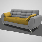 Leadown 3 Seater Sofa for Living Room (Yellow Grey) Premium Fabric Sofa