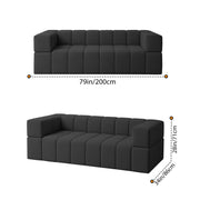 Casaliving Royce Modern Velvet Fabric Sofa, Tufted Design Upholstered 3 Seater Sofa Set for Living Room, Premium Velvet Fabric Sofa (Black)