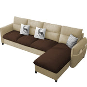 Andon 6 Seater L Shape Sofa Set for Living Room (Black Grey Fabric) Left Side Sofa