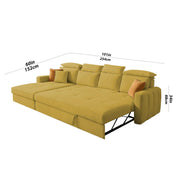 Gagnon LHS 6 Seater L Shape Corner Sofa Cum Bed for Living Room (Yellow Fabric) Premium Fabric Sofa