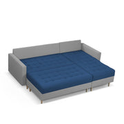 Ashton RHS 4 Seater L Shape Sofa Set with Center Table for Living Room (Blue Grey Fabric) Premium Fabric Sofa