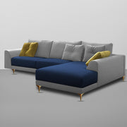 Viva RHS 6 Seater L Shape Sofa Set for Living Room (Blue Grey) Premium Fabric Sofa