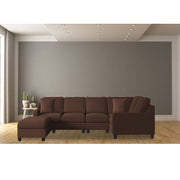 Rogelio 6 Seater LHS L Shape Sofa Set for Living Room (Dark Brown Fabric)