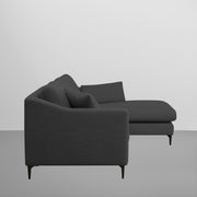 Cortina RHS 4 Seater L Shape Sofa Set for Living Room (Black Colour Fabric) Premium Fabric Sofa