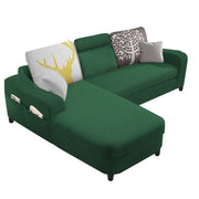 Amanda LHS 4 Seater L Shape,Sofa Set for Living Room (Green Fabric)