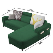 Amanda RHS 4 Seater L Shape,Sofa Set for Living Room (Green Fabric)