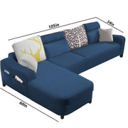 Amanda LHS 6 Seater L Shape,Sofa Set for Living Room (Blue Fabric)