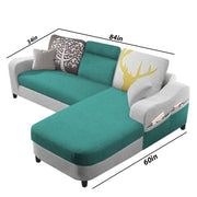 Amanda RHS 4 Seater L Shape,Sofa Set for Living Room (Turquise Grey Fabric)