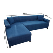 Atlanci 6 Seater L Shape Sofa Set for Living Room (Blue Fabric) Left Side