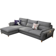 Hudson 4 Seater L Shape Sofa Set for Living Room (Dark Grey Fabric) Left Side