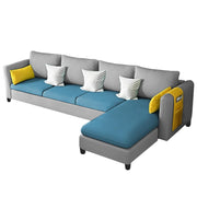 Asser RHS 6 Seater L Shape Sofa Set for Living Room (Turquise Grey) Premium Fabric Sofa