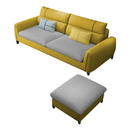 Francis 3 Seater Sofa with Ottoman Set for Living Room (Yellow Grey Fabric)