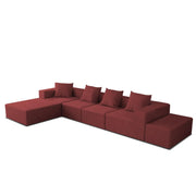 Sheron U Shaped Compressed Sofa Set for Living Room with Spacious Boucle Couch Set Living Rooms, (Maroon Fabric) Premium Fabric U Shape Sofa for Living Room