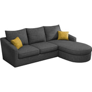 Shrank Round Lounger L Shape 4 Seater Sofa Set for Living Room (Black) Fabric Sofa | RHS
