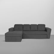 Elvi LHS 6 Seater L Shape Sofa Set for Living Room (Black Fabric) Premium Fabric Sofa
