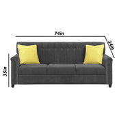 Rogelio 1 Seater Sofa Set for Living Room (Black Fabric)