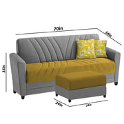 Francis 3 Seater Sofa Set with Ottoman for Living Room (Yellow Grey) Fabric