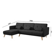 Gamora LHS 4 Seater L Shape Sofa Set for Living Room (Black) Premium Fabric Sofa