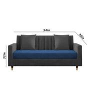 Casaliving Garcia 2 Seater Sofa Set for Living Room (Blue Black Colour) Premium Fabric Sofa