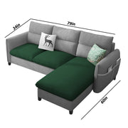 Andon 4 Seater L Shape Sofa Set for Living Room (Green Grey Fabric) Right Side Sofa
