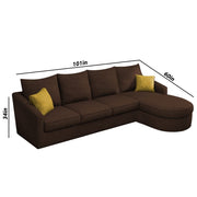 Shrank Round Lounger L Shape 6 Seater Sofa Set for Living Room (Brown) Fabric Sofa | RHS