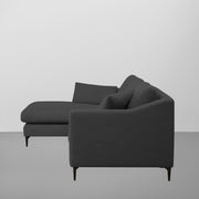 Cortina LHS 4 Seater L Shape Sofa Set for Living Room (Black Fabric) Premium Fabric Sofa