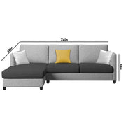 Hanery 4 Seater L Shape Sofa Set for Living Room | Colour - Black Grey