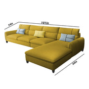Francis 6 Seater Sofa Set for Living Room (Yellow Fabric) Right Side Sofa