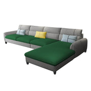Francis 6 Seater Sofa Set for Living Room (Green Grey Fabric) Right Side Sofa