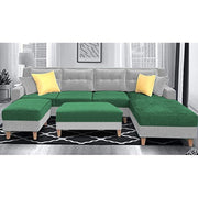 Casaliving Mallan RHS 8 Seater L Shape Sofa Set with Ottoman for Living Room (Blue Grey Fabric)