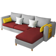 Asser RHS 4 Seater L Shape Sofa Set for Living Room (Maroon Grey) Premium Fabric Sofa