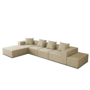 Sheron U Shaped Compressed Sofa Set for Living Room with Spacious Boucle Couch Set Living Rooms, (Cream Fabric) Premium Fabric U Shape Sofa for Living Room