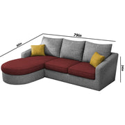 Shrank Round Lounger L Shape 4 Seater Sofa Set for Living Room (Maroon Grey) Fabric Sofa | LHS