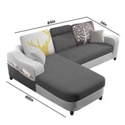 Amanda LHS 4 Seater L Shape,Sofa Set for Living Room (Black Grey Fabric)