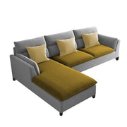 Delton LHS 4 Seater L Shape Sofa Set for Living Room (Yellow Grey) Premium Fabric
