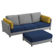Nairo 4 Seater Interchangeable L Shape Sofa with Ottoman for Living Room (Blue Grey Fabric)