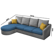 Shrank Round Lounger L Shape 6 Seater Sofa Set for Living Room (Turquise Grey) Fabric Sofa | LHS