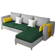 Asser RHS 4 Seater L Shape Sofa Set for Living Room (Green Grey) Premium Fabric Sofa